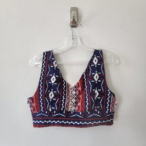 Forever 21 Red, White, and Blue Cotton, and Flax Linen Bra Top Size Large